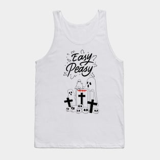 Easy Peasy Ghost Family Visiting Cemetery Halloween Tank Top